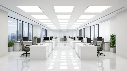 Modern White Office Space with City View