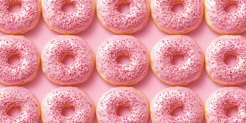 Pink donuts pattern on pink background.