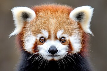 Close-up portrait of an adorable red panda facing the camera.