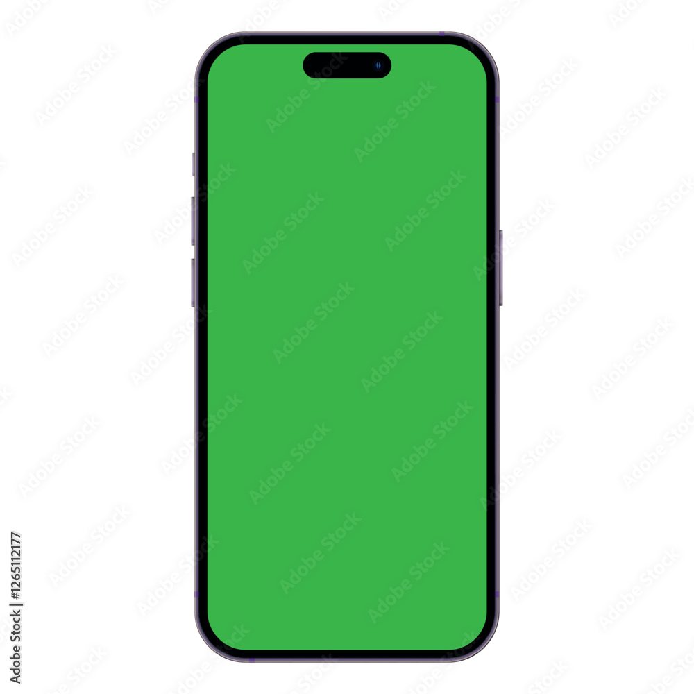 Poster realistic mobile phone mockup with green screen chromakey. empty screen. mock up. template. chromake