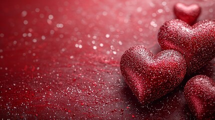 Fototapeta premium Red hearts on textured background, festive, Valentine's Day, elegant