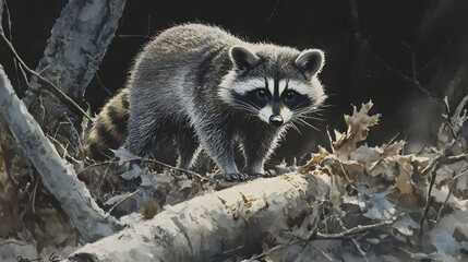 Nocturnal Encounter: A Raccoon in the Whispering Woods