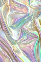 Obraz premium Iridescent fabric with folds and creases, showing a vibrant, colorful, and shimmering texture.