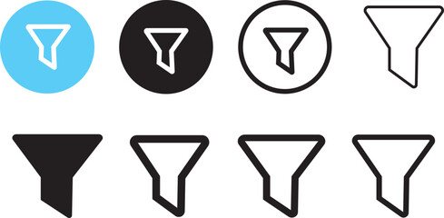 set of Filter icon, funnel icon, filtering icons, sorting icons Ascending and descending sort icon sign. Filters icon button. set