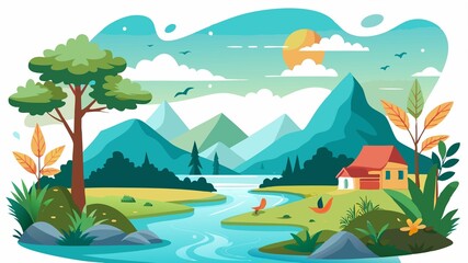 Obraz premium The tranquil scene evokes a sense of peace, responsibility, and the beauty of untouched nature.