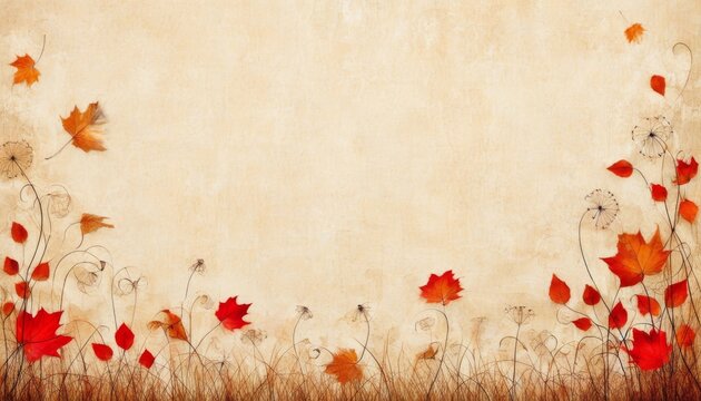 Ein stilvolles Aquarell mit roten Mohnblumen auf beigem Hintergrund. Perfekter Textfreiraum f&uuml;r Designs. Generative KI.