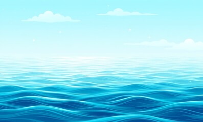 Obraz premium A soothing ocean-inspired gradient background with teal and aqua blue shades, soft white clouds, and scattered twinkling stars for a peaceful effect.