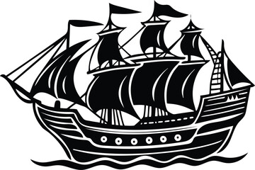 Silhouette vector of ship