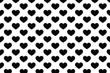 Black heart pattern on white background . Black and white heart background . Vector illustration