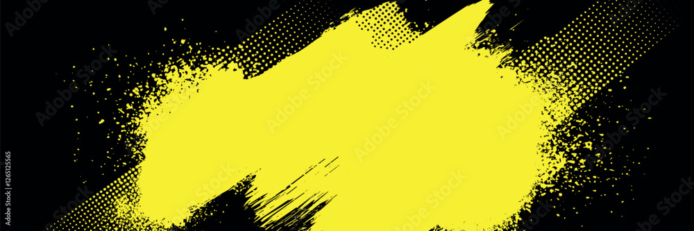 Poster abstract grunge texture and halftone banner design. dots yellow color pop art comics sport style vec