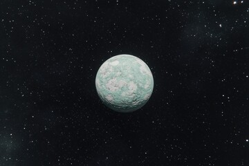 Obraz premium Celestial Body Icy Teal Planet in Deep Space Starry Night Background