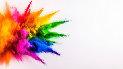 Obraz premium Rainbow Powder Explosion On White Background