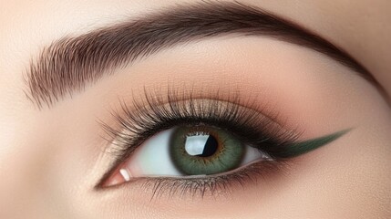 Obraz premium Close-up of a beautiful eye with perfect makeup and healthy skin
