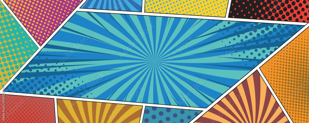 Poster collection of empty comic speech bubbles with halftone shadows. blank white speech bubbles of differ