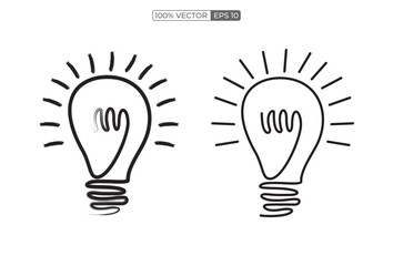 Hand Drawn Lightbulb. Vector Template