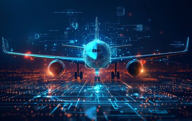 Fototapeta premium Digital twins concept in aviation