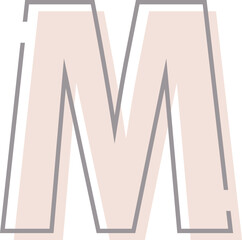 Letter M with overlapping effect, modern minimalistic letter