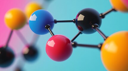 3D Colored Cubes Connected by Spheres