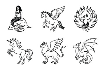 Mythical Creatures Bundle (Mermaid, Pegasus, Phoenix, Unicorn, Griffin, and Dragon)