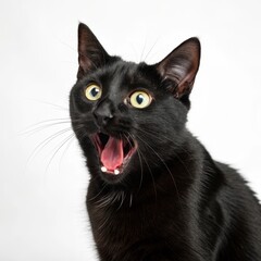 Surprised black cat photo