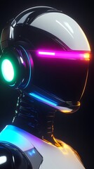 Fototapeta premium Digital technology laser eye female robot poster background