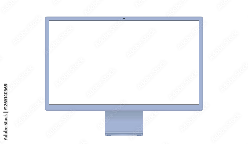 Poster printblack modern computer monitor vector illustration with white screen