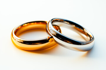 Elegant wedding rings in gold and silver displayed beautifully on a soft background.