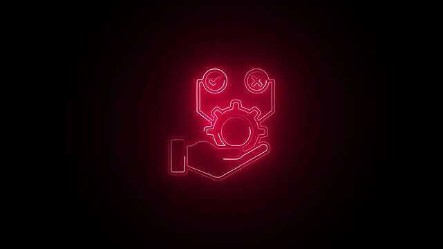 Glowing neon Testing icon isolated on black background. HD Video motion graphic animation