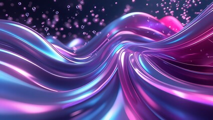 3D abstract neon waves in electric blue, purple, and pink with a cyberpunk glow, light reflections, and smooth, immersive motion for a modern tech background.