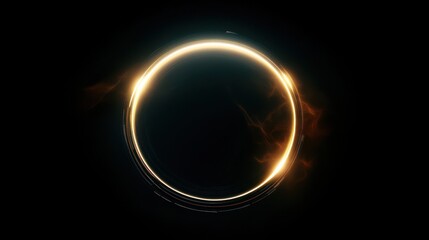 Abstract glowing digital circle on dark background. Technology and communication concept. 3D Rendering