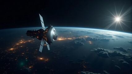 Naklejka premium Satellite Orbiting Earth