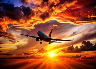 Silhouette of Airplane at Sunset - Isolated PNG for Design Projects