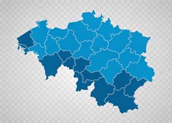 Fototapeta premium Silhouette of Belgium CMYK Blue Map on Gray Europe Mercator Projection