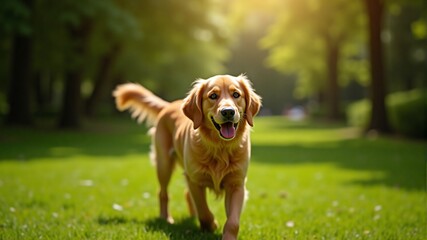 Happy Golden Retriever in the Park