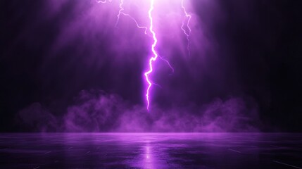 Fototapeta na wymiar Abstract background - purple lightning shape. Black spotlight smoke stage entertainment background.