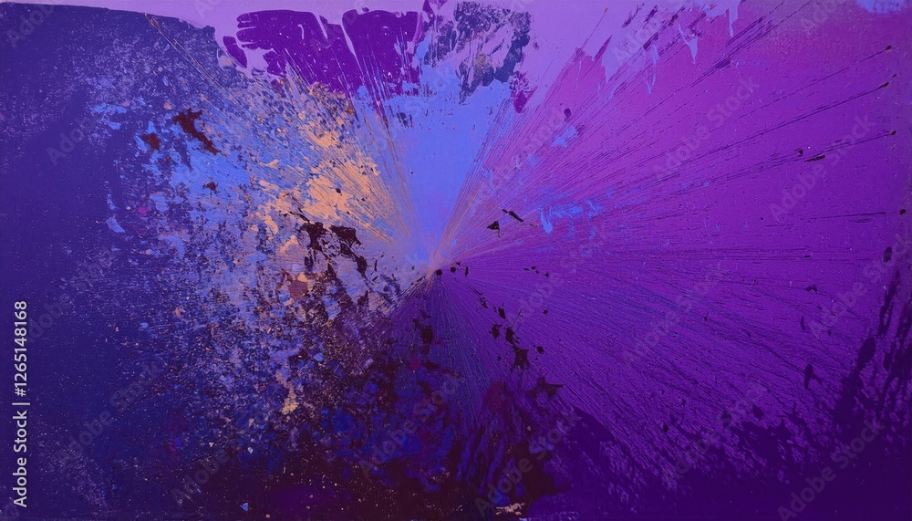 Poster abstract purple and blue paint splash with dynamic motion, artistic swirl pattern for modern wall de