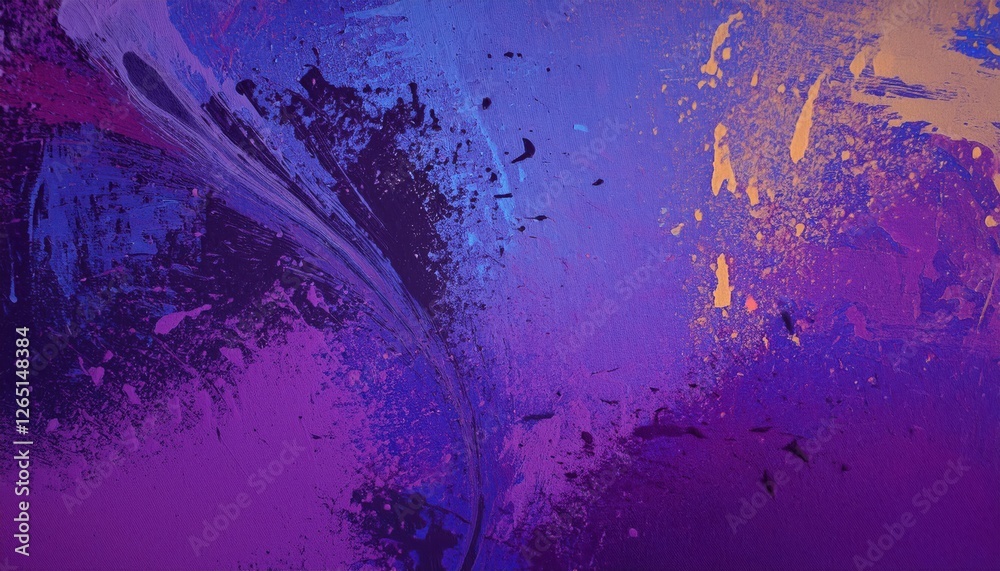 Poster abstract purple and blue paint splash with dynamic motion, artistic swirl pattern for modern wall de