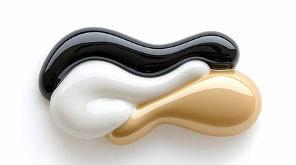 Obraz premium Black, white, gold paint swirls; abstract art; studio shot; design element
