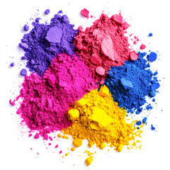 holi colors on white background