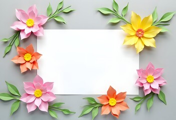 Obraz premium Watercolor hand painted nature floral rectangle border frame with honeysuckle pink blossom flowers, green leaves and blue berries bouquet on the white background for invitation and greeting card 