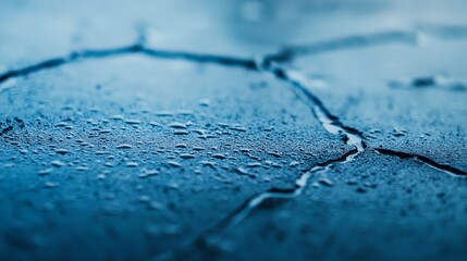 Obraz premium A blue surface with water droplets on it