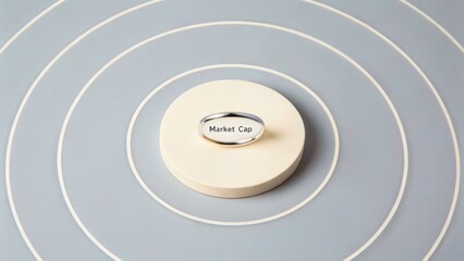 Market Cap Symbol on Minimalist Stand with Circles in Soft Blue Background
