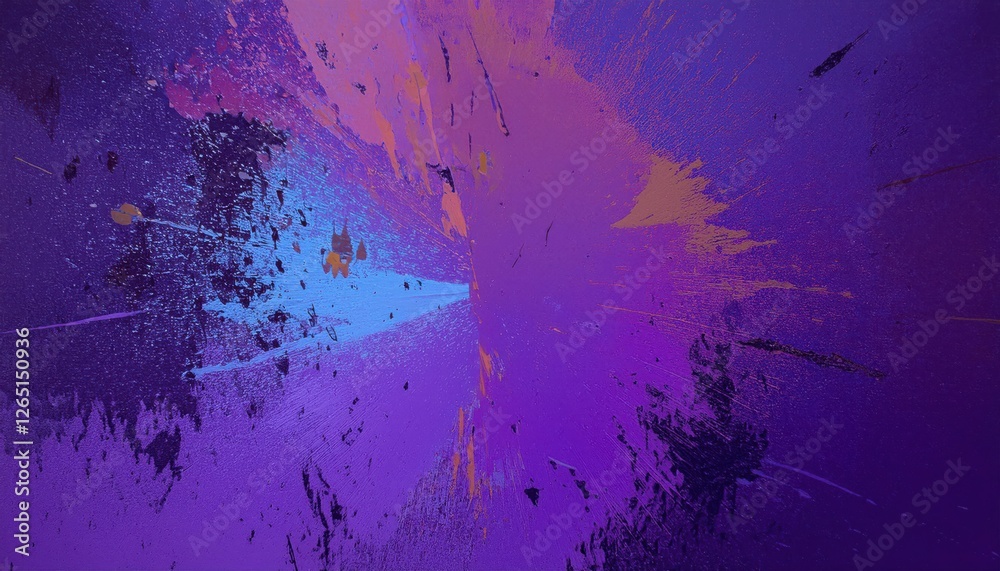 Poster abstract purple and blue paint splash with dynamic motion, artistic swirl pattern for modern wall de