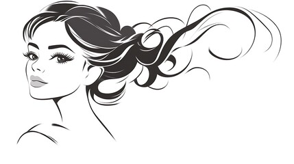 Elegant Woman with Updo Hairstyle and Flowing Locks