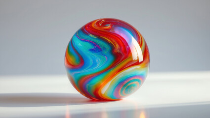 colorful rainbow glass marble isolated on white background