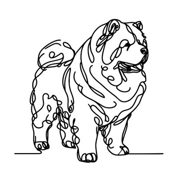 recommend clip art: Continuous one line drawing of Chow Chow breed Dog minimalist vector illustration design on white background. Simple line modern graphic style. Hand drawn graphic concept
