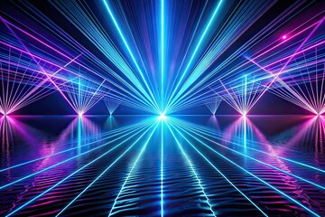 Obraz premium Neon Laser Lines Night Photography - Abstract Futuristic Design
