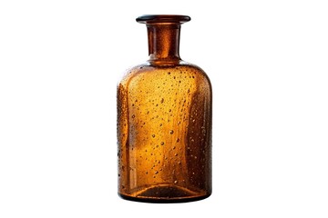 old glass bottle isolated: brown apothecary glass bottle. Isolated white background. 