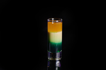 Colorful Alcoholic Cocktail on a Black Background