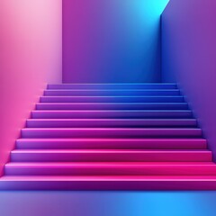 Obraz premium Ascending to Dreams A Staircase of Gradient Colors in a Minimalist and Modern Style
